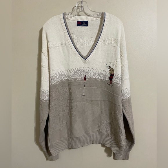 Vintage ISLE OF COTTON MEN’S PULLOVER GRANDPA RETRO SWEATER SZ LARGE USA… - Picture 1 of 5